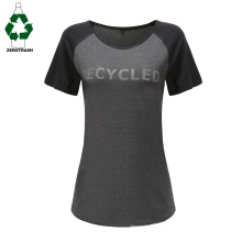 Women environmentally friendly short-sleeved T-shirts using Rpet material for  T-shirts recycle sport shirt